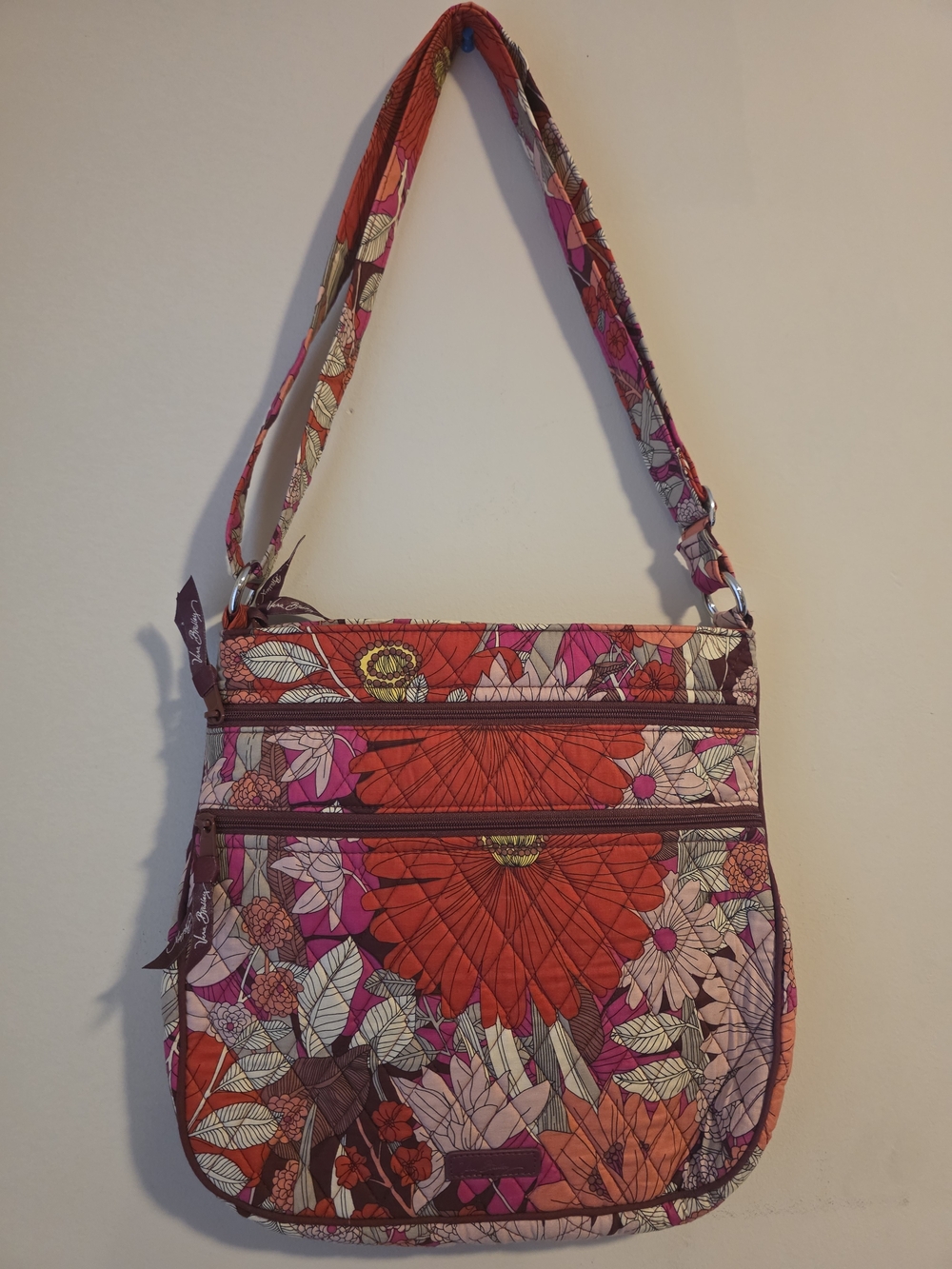 Vera Bradley Red, Pink and Purple Floral Quilted Crossbody